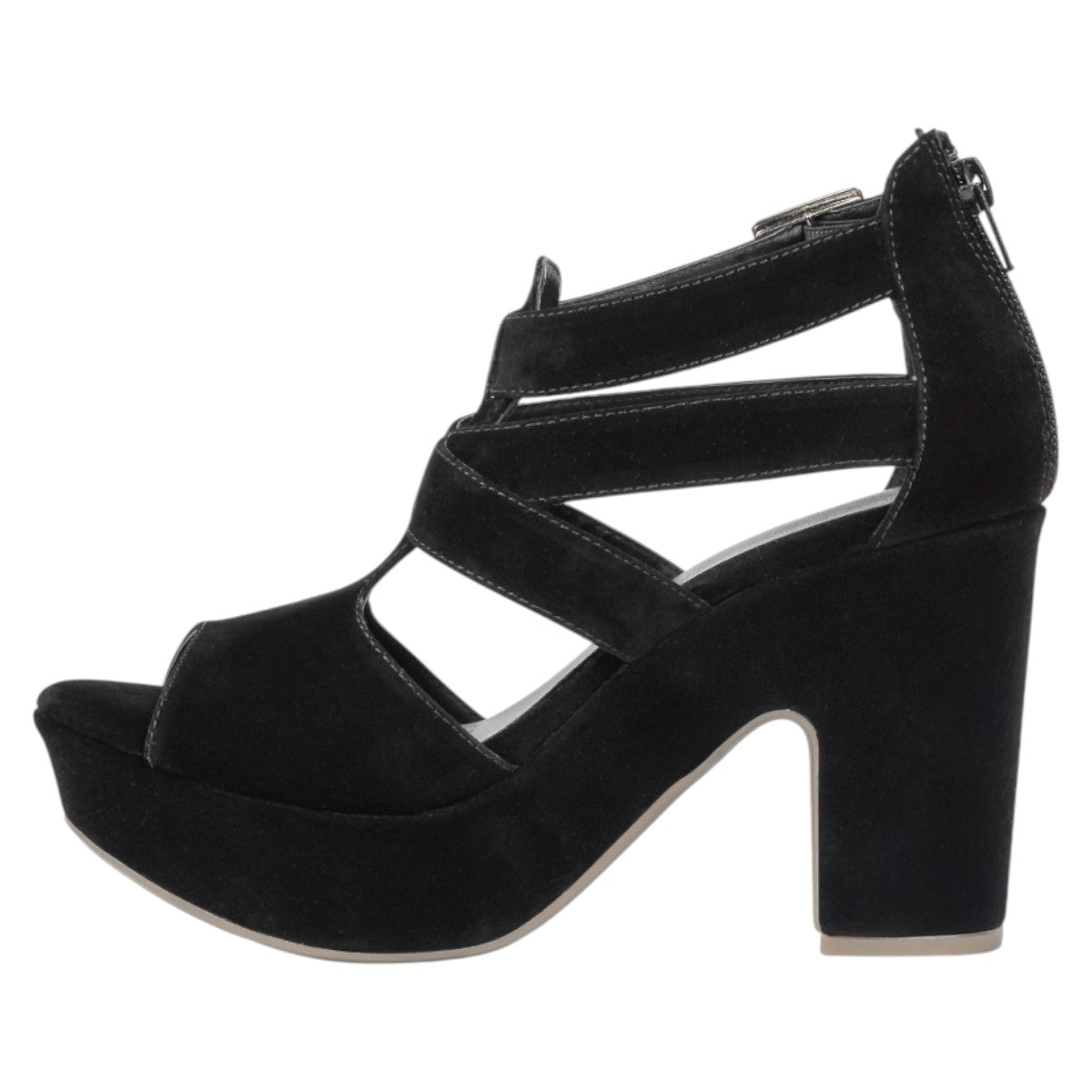 Foto 5 pulgar | Sandalia Con Tacón Exterior Terciopelo Color Negro Para Mujer De Rbcollection