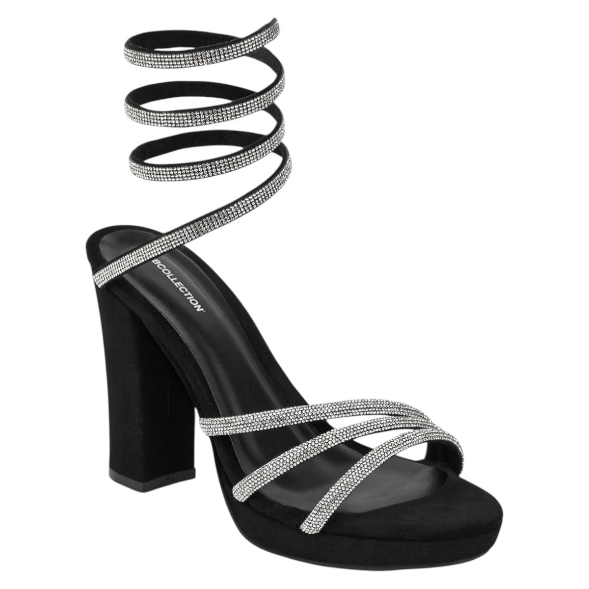 Foto 2 pulgar | Sandalia Con Tacón Exterior Gamuza Sintética Color Negro Para Mujer De Rbcollection