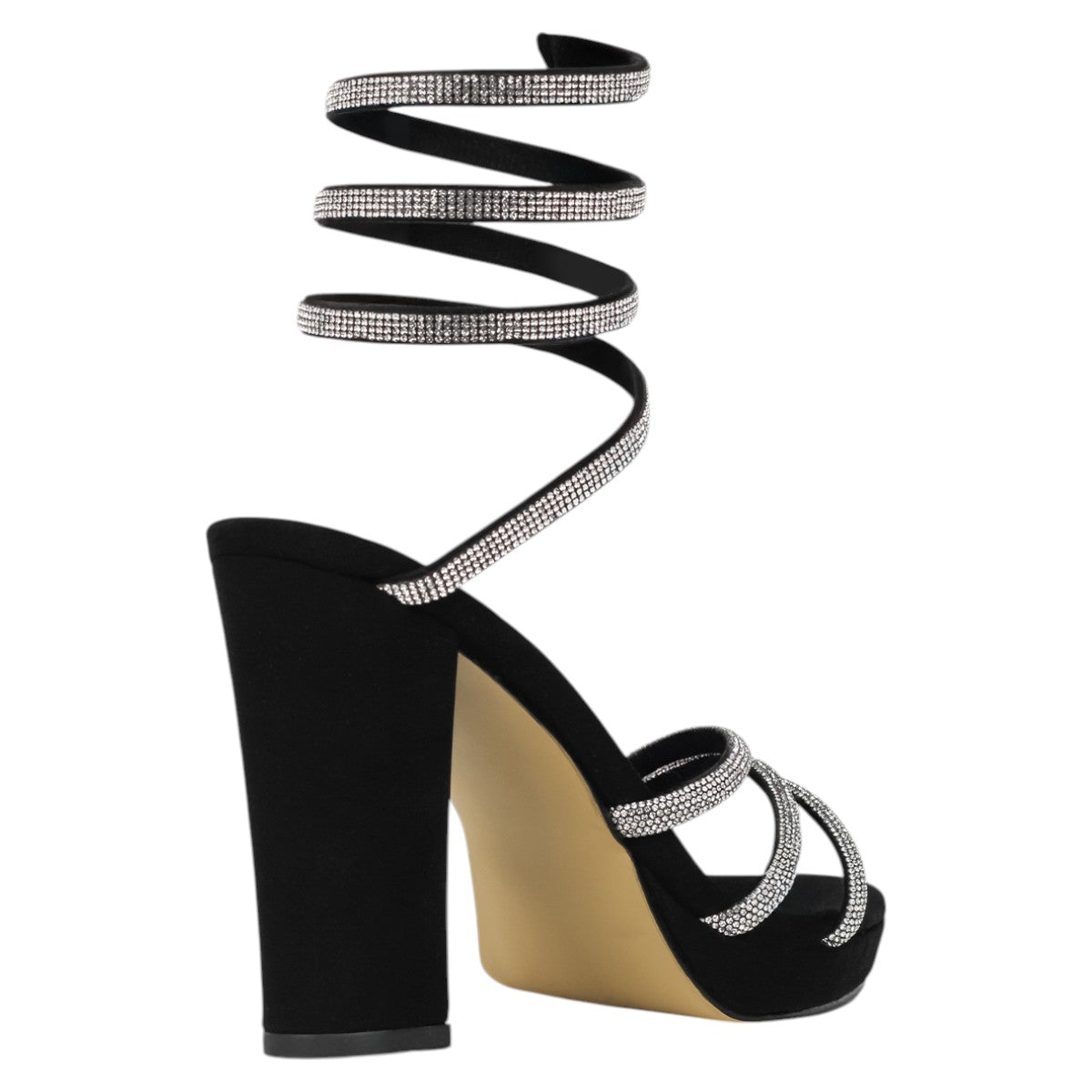 Foto 4 pulgar | Sandalia Con Tacón Exterior Gamuza Sintética Color Negro Para Mujer De Rbcollection