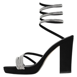 Foto 4 | Sandalia Con Tacón Exterior Gamuza Sintética Color Negro Para Mujer De Rbcollection
