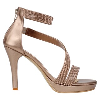 Foto 2 | Sandalia Con Tacón Exterior Sintético Color Oro Para Mujer De Rbcollection