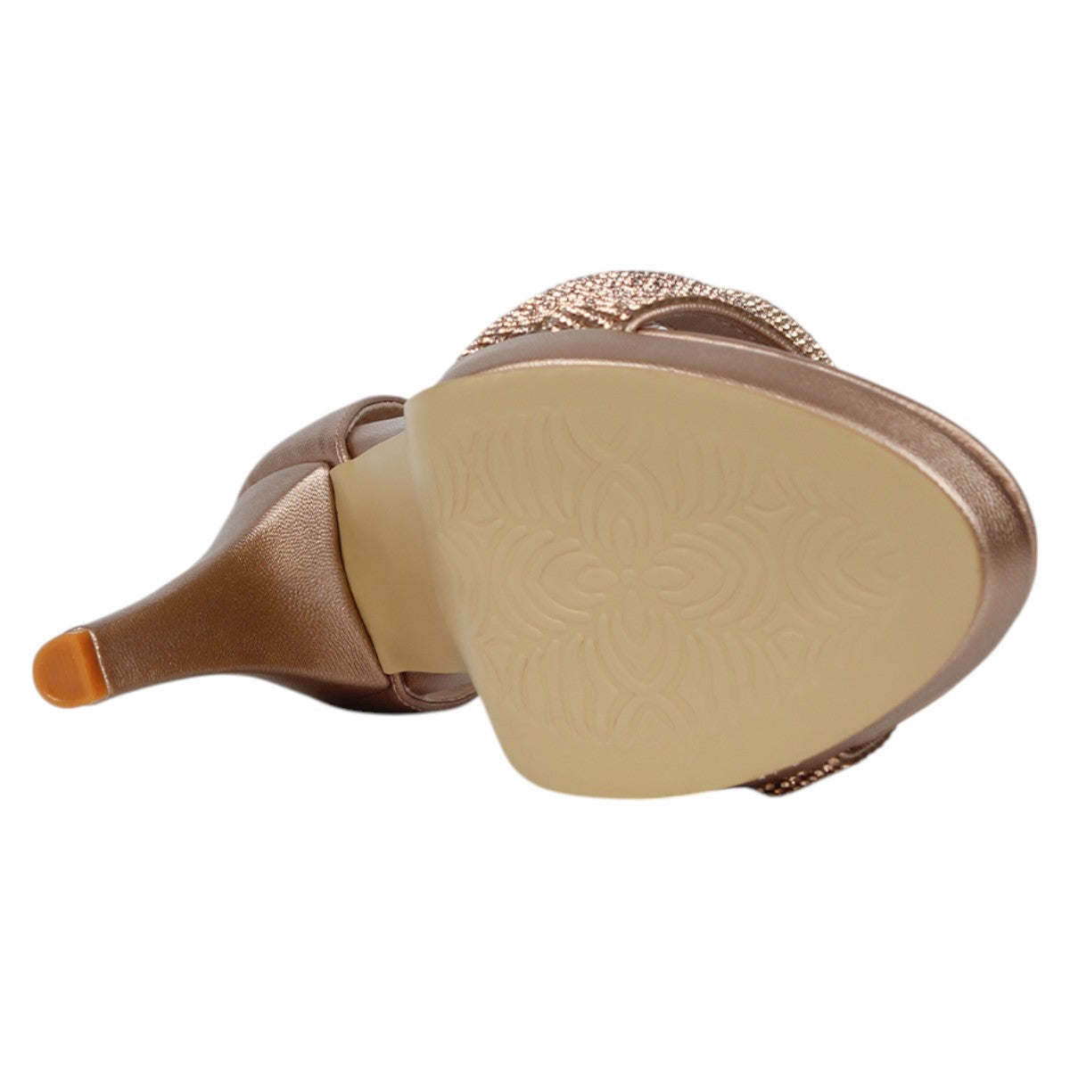 Foto 6 pulgar | Sandalia Con Tacón Exterior Sintético Color Oro Para Mujer De Rbcollection