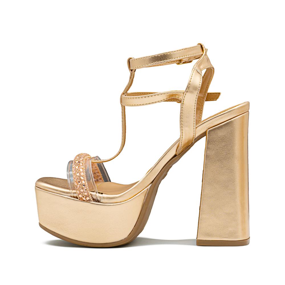 Foto 5 | Zapatilla Con Plataforma Para Mujer Graduación Oro Rosado Negro