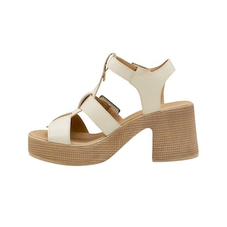 Foto 2 | Zapatilla Plataforma Abierta Para Mujer Tacon Ancho Nude Beige