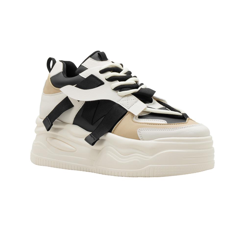 Foto 2 pulgar | Tenis Plataforma Para Mujer Color Latte Urbano Moda Outfit Beige