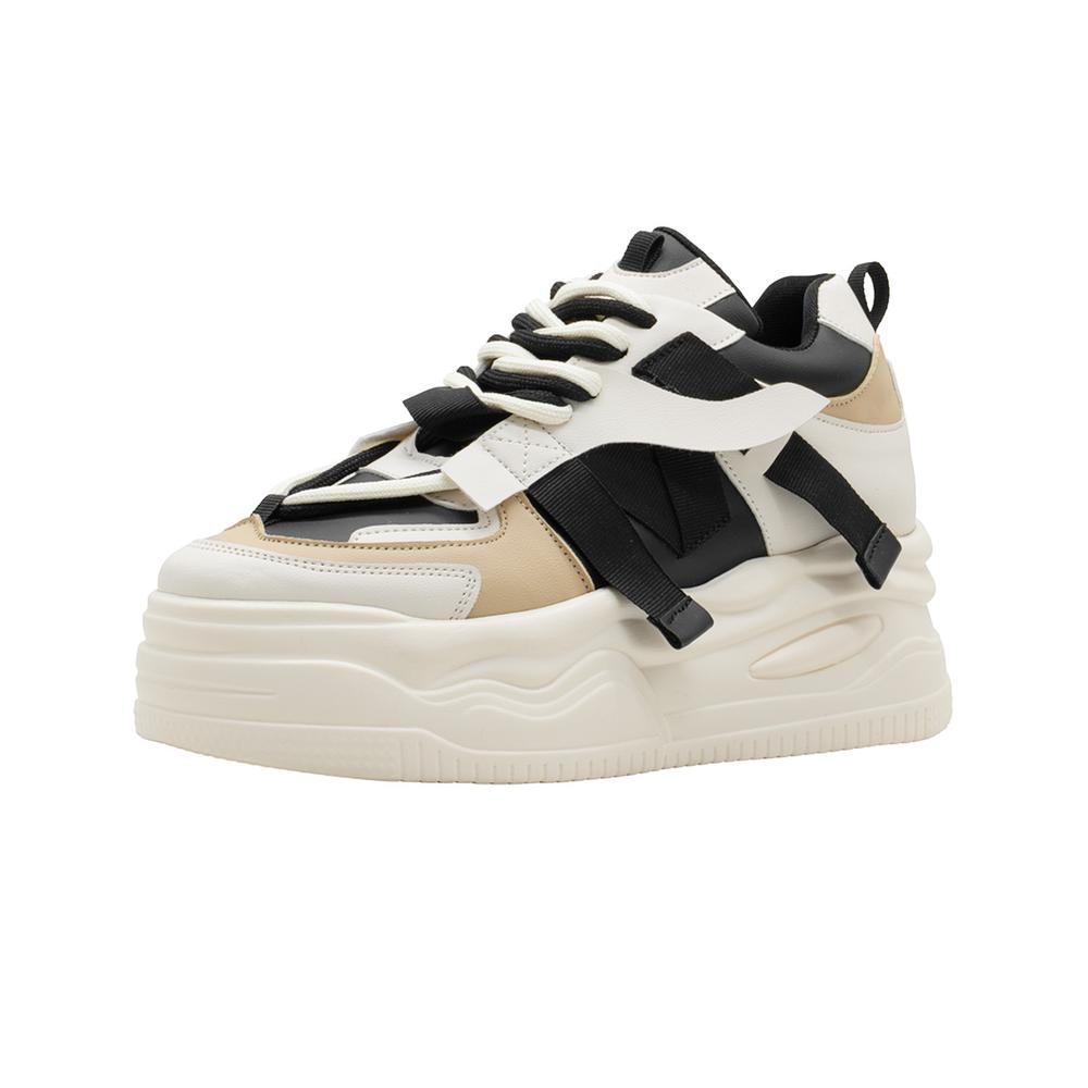 Foto 5 pulgar | Tenis Plataforma Para Mujer Color Latte Urbano Moda Outfit Beige