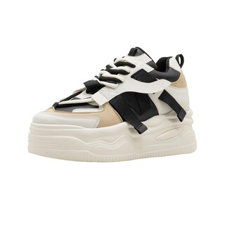 Foto 4 | Tenis Plataforma Para Mujer Color Latte Urbano Moda Outfit Beige