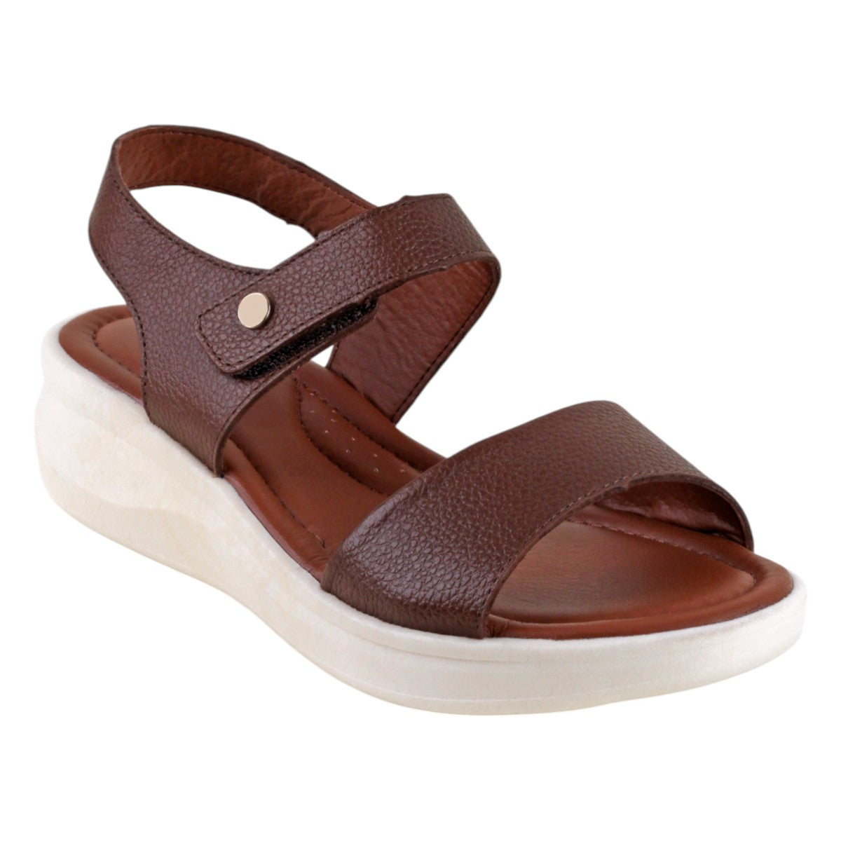 Foto 1 | Sandalias Con Plataforma Exterior Piel Color Café Para Mujer De Rbcollection