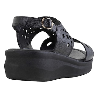 Foto 4 | Sandalias Con Plataforma Exterior Piel Color Negro Para Mujer De Rbcollection