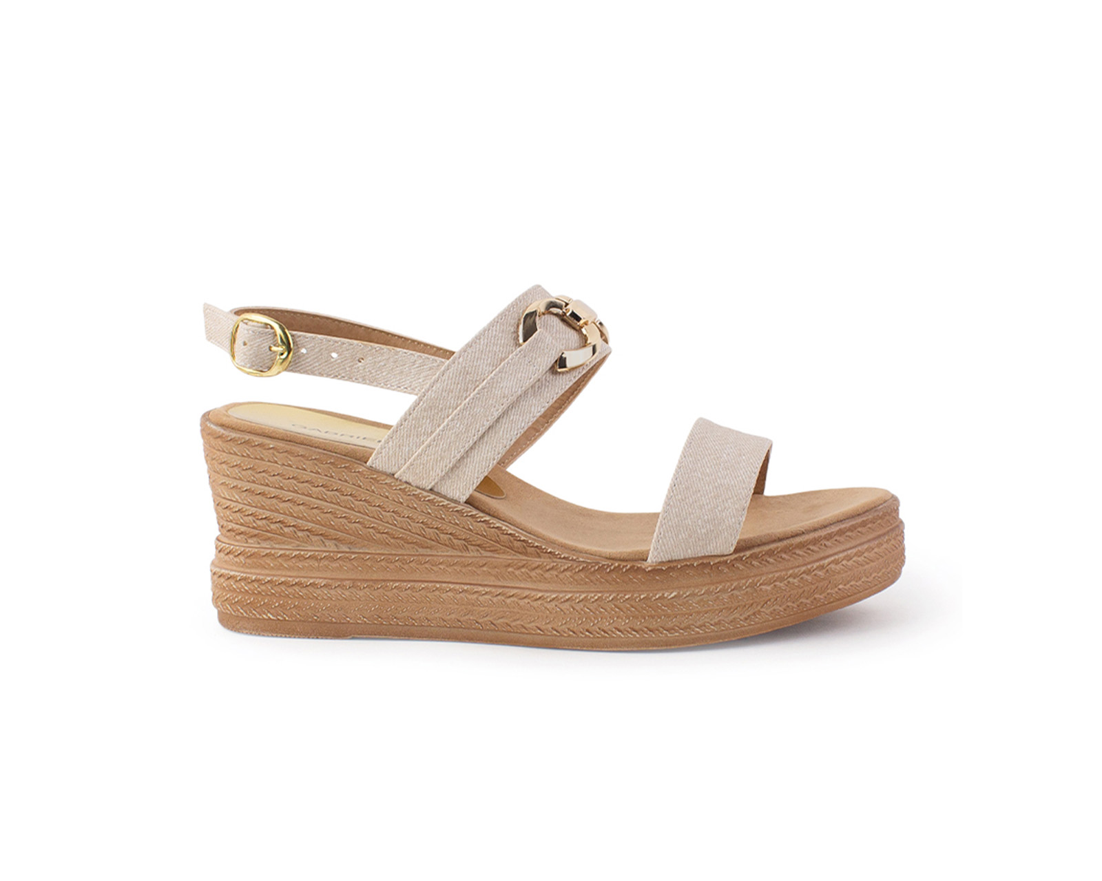 Foto 2 | Sandalia Color Beige Hebilla Material Sintético