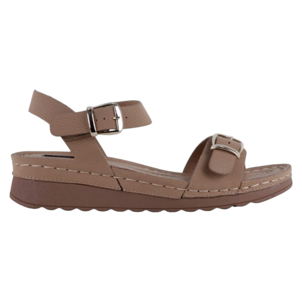 Foto 2 | Sandalias Con Plataforma Exterior Piel Vegana Color Café Para Mujer De Rbcollection