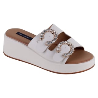 Foto 1 | Sandalias Con Plataforma Exterior Piel Vegana Color Blanco Para Mujer De Rbcollection