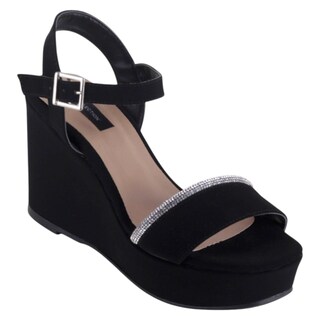 Foto 1 | Sandalias Con Plataforma Exterior Textil Color Negro Para Mujer De Rbcollection