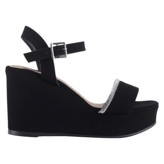 Foto 2 | Sandalias Con Plataforma Exterior Textil Color Negro Para Mujer De Rbcollection