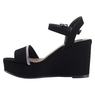 Foto 3 | Sandalias Con Plataforma Exterior Textil Color Negro Para Mujer De Rbcollection