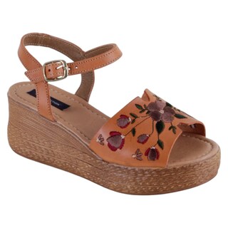 Foto 1 | Sandalias Con Plataforma Exterior Piel Color Café Para Mujer De Rbcollection