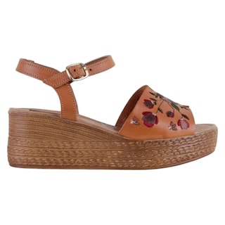 Foto 2 | Sandalias Con Plataforma Exterior Piel Color Café Para Mujer De Rbcollection