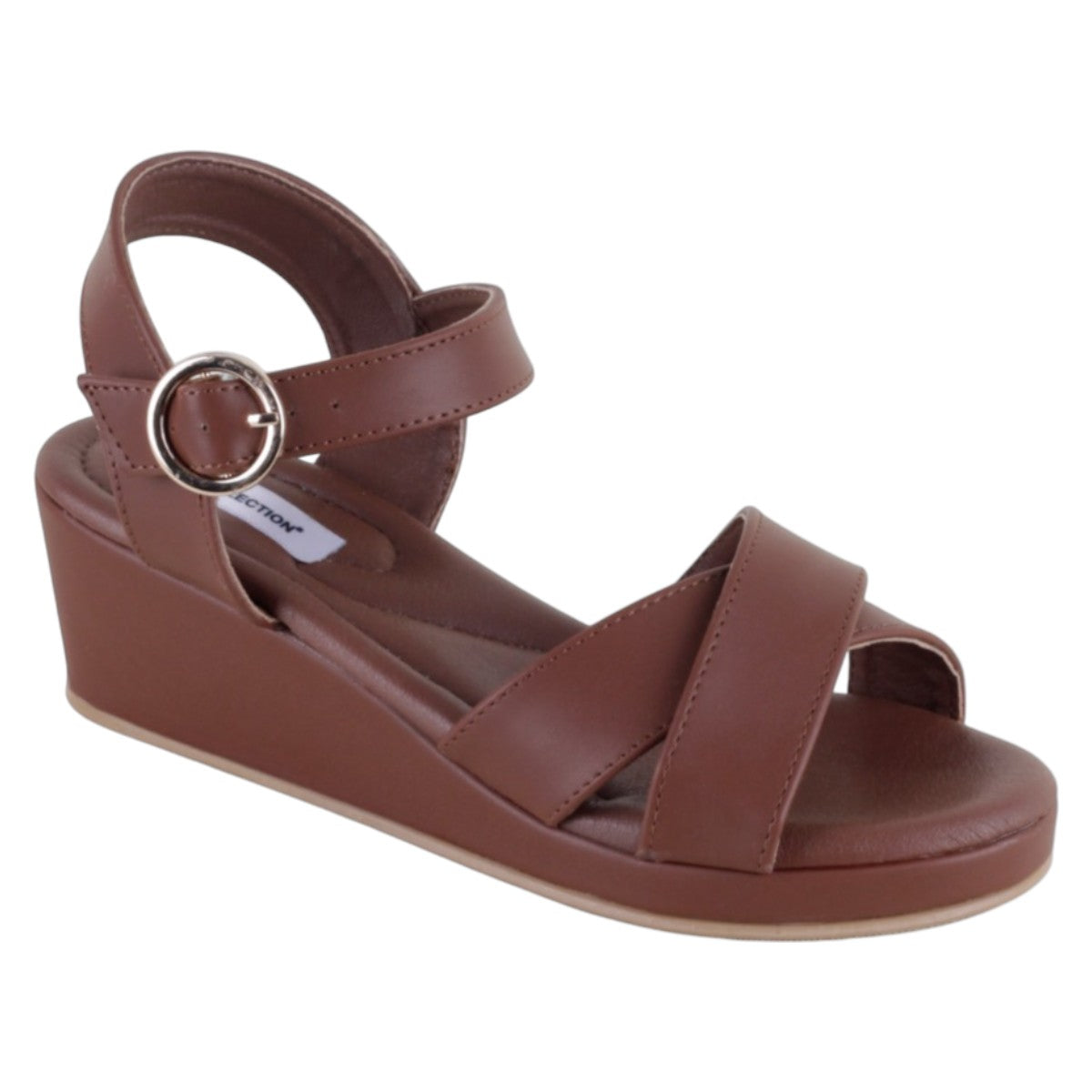 Foto 2 pulgar | Sandalias Con Plataforma Exterior Piel Vegana Color Café Para Mujer De Rbcollection