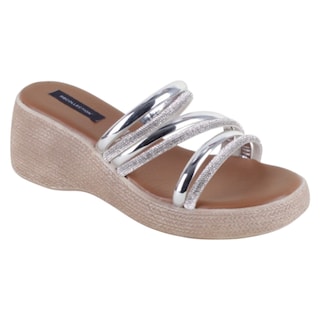Foto 1 | Sandalias Con Plataforma Exterior Sintético Color Plata Para Mujer De Rbcollection