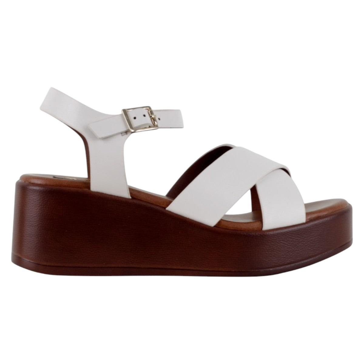 Foto 3 pulgar | Sandalias Con Plataforma Exterior Piel Vegana Color Blanco Para Mujer De Rbcollection