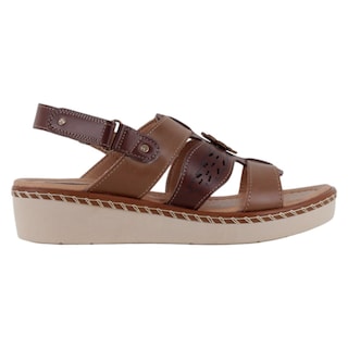 Foto 2 | Sandalias Con Plataforma Exterior Piel Vegana Color Café Para Mujer De Rbcollection