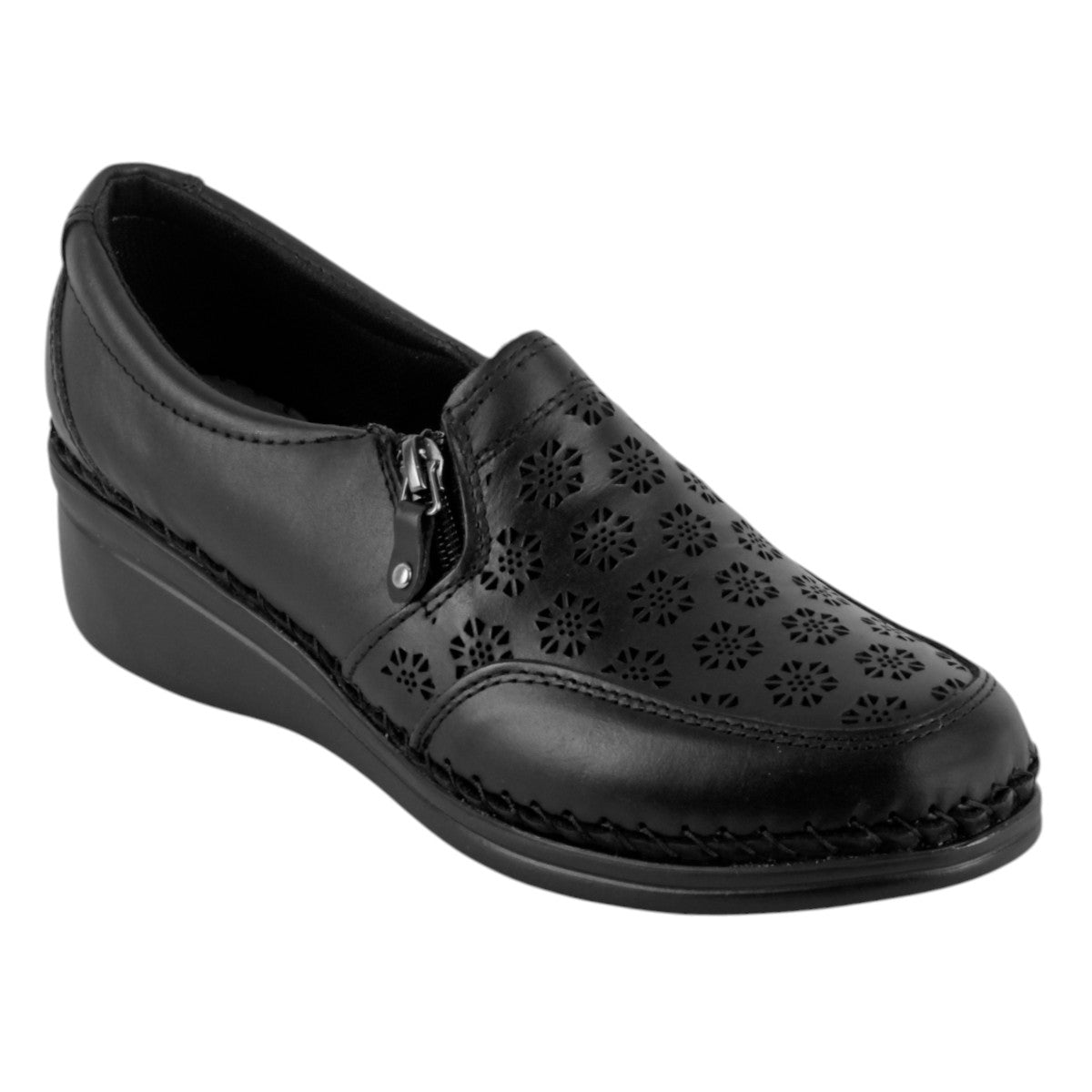 Tacón Puente Exterior Piel Color Negro Para Mujer De Rbcollection