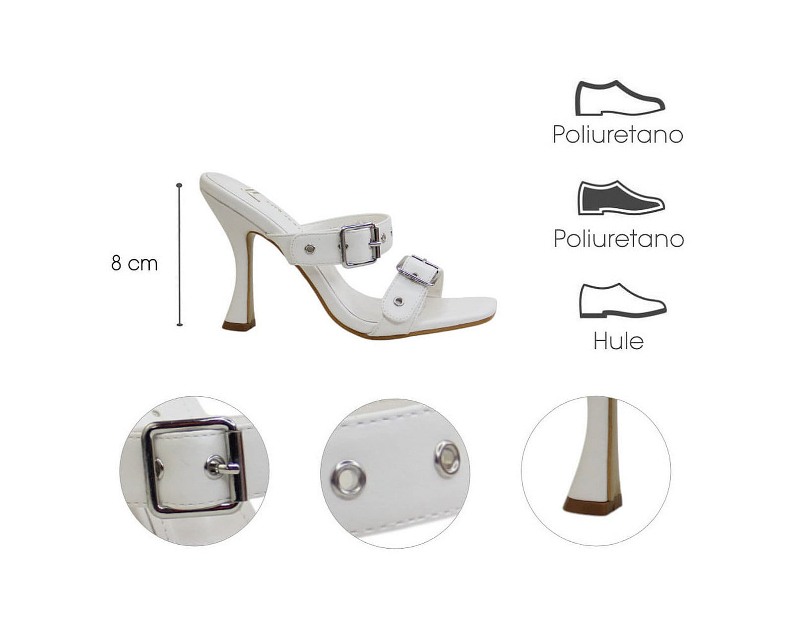 Foto 8 pulgar | Sandalia Tacón Para Mujer Lob Footwear Pu Blanco 92005026