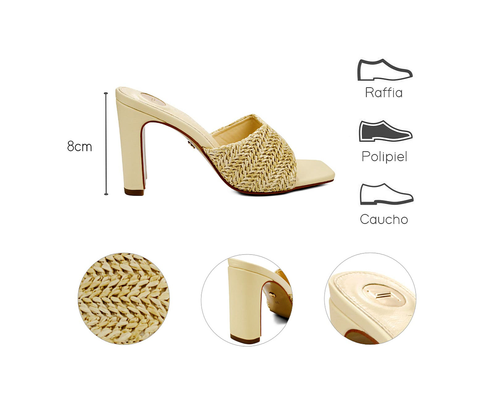 Foto 8 pulgar | Sandalia Tacón Para Mujer Lob Footwear Rafia Beige 90605050