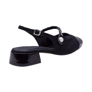 Foto 3 | Zapatillas Calzado Watanabe Color Negro Tacón Ancho Cadena Decorativa