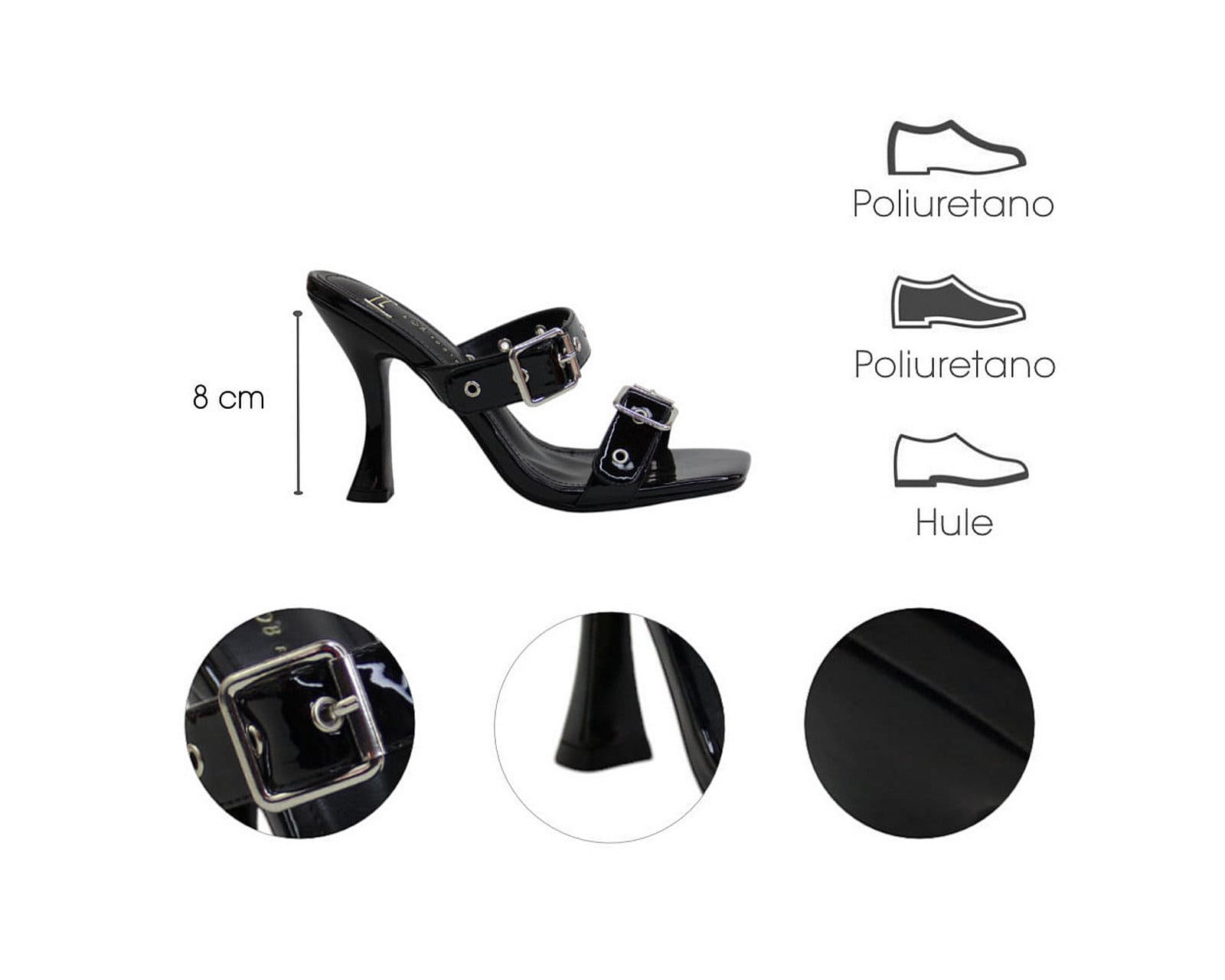Foto 8 pulgar | Sandalia Tacón Para Mujer Lob Footwear Pu Patent Negro 92005027