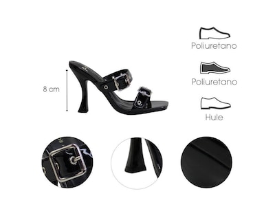 Foto 7 | Sandalia Tacón Para Mujer Lob Footwear Pu Patent Negro 92005027