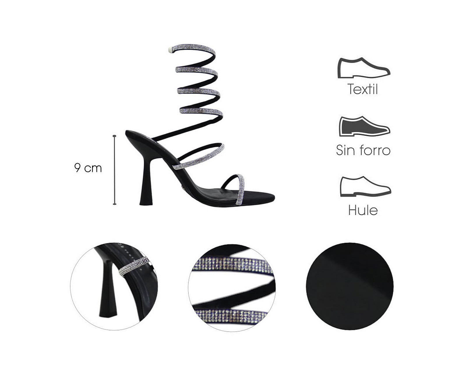 Foto 8 pulgar | Sandalia Tacón Para Mujer Lob Footwear Pu Negro 92505002