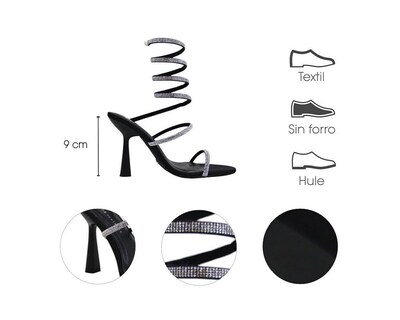 Foto 7 | Sandalia Tacón Para Mujer Lob Footwear Pu Negro 92505002