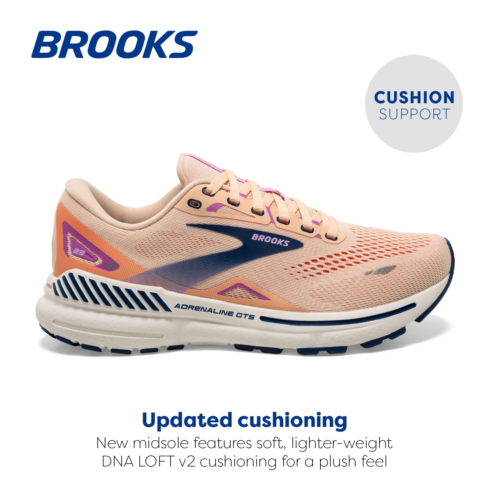 Foto 3 pulgar | Zapatillas Para Correr Brooks Adrenaline Gts 23 Para Mujer, Color Azul Albaricoque 8.5 - Venta Internacional.