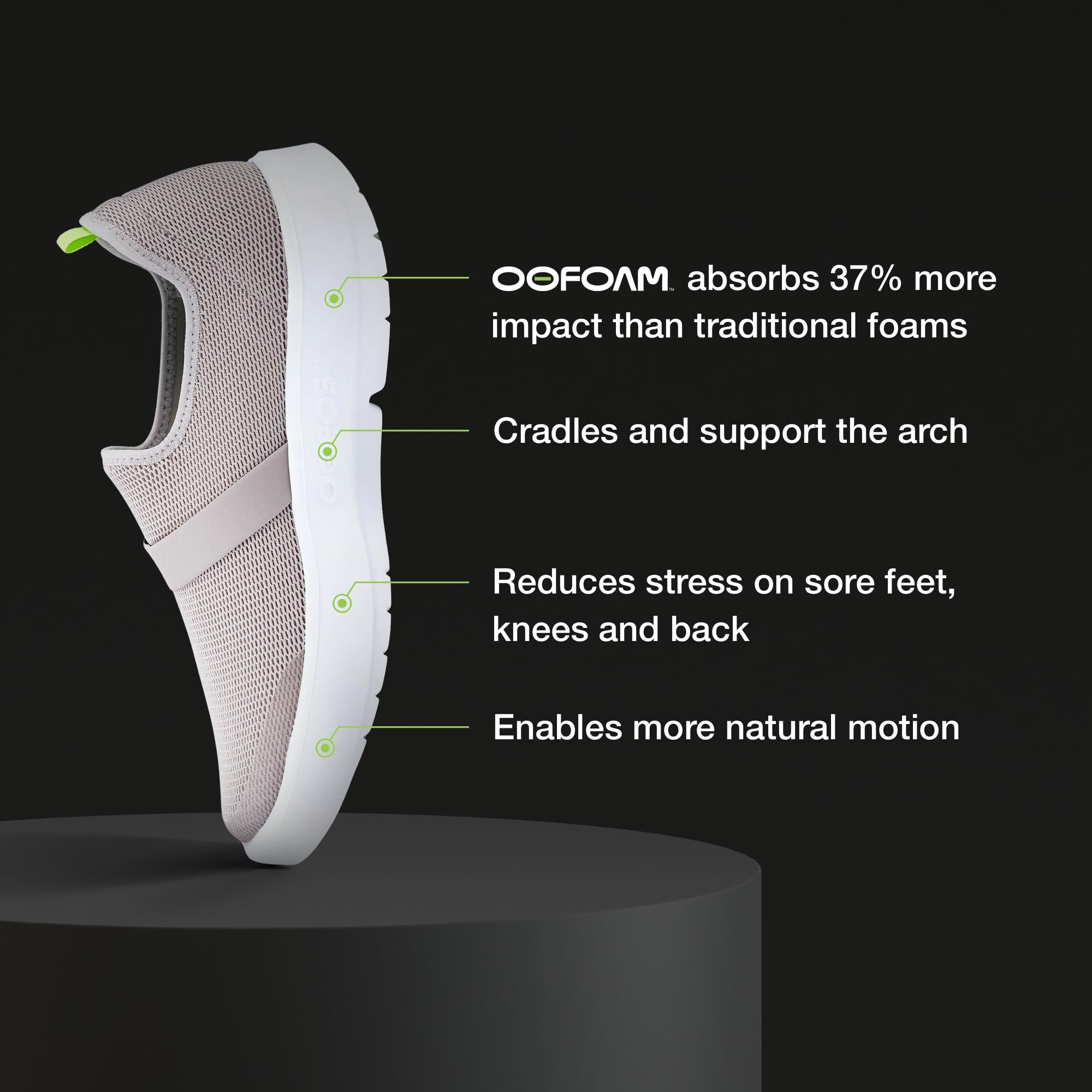 Foto 3 pulgar | Zapato Oofos Oomg Low Gris Y Blanco Para Mujer, Talla 12 - Venta Internacional.