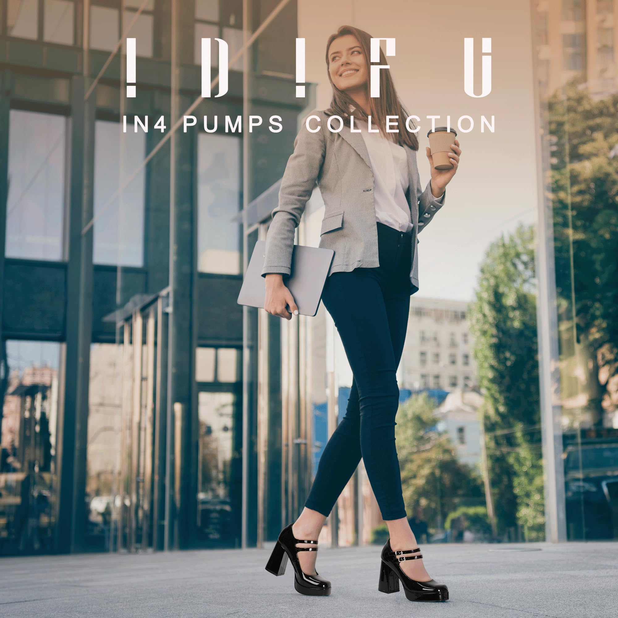 Foto 2 | Zapatos Idifu Mary Janes Para Mujer, Plataforma Negra, Tacón De 10 Cm - Venta Internacional.