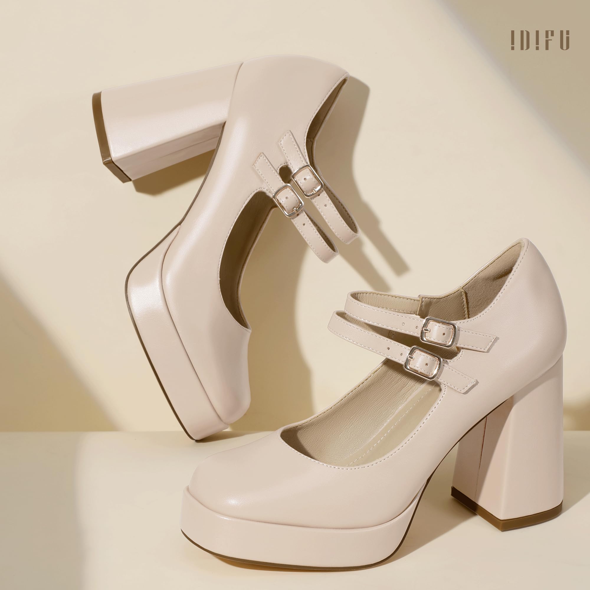 Foto 5 pulgar | Zapatos Idifu Mary Jane Platform Chunky Tacones Altos Para Mujer - Venta Internacional.