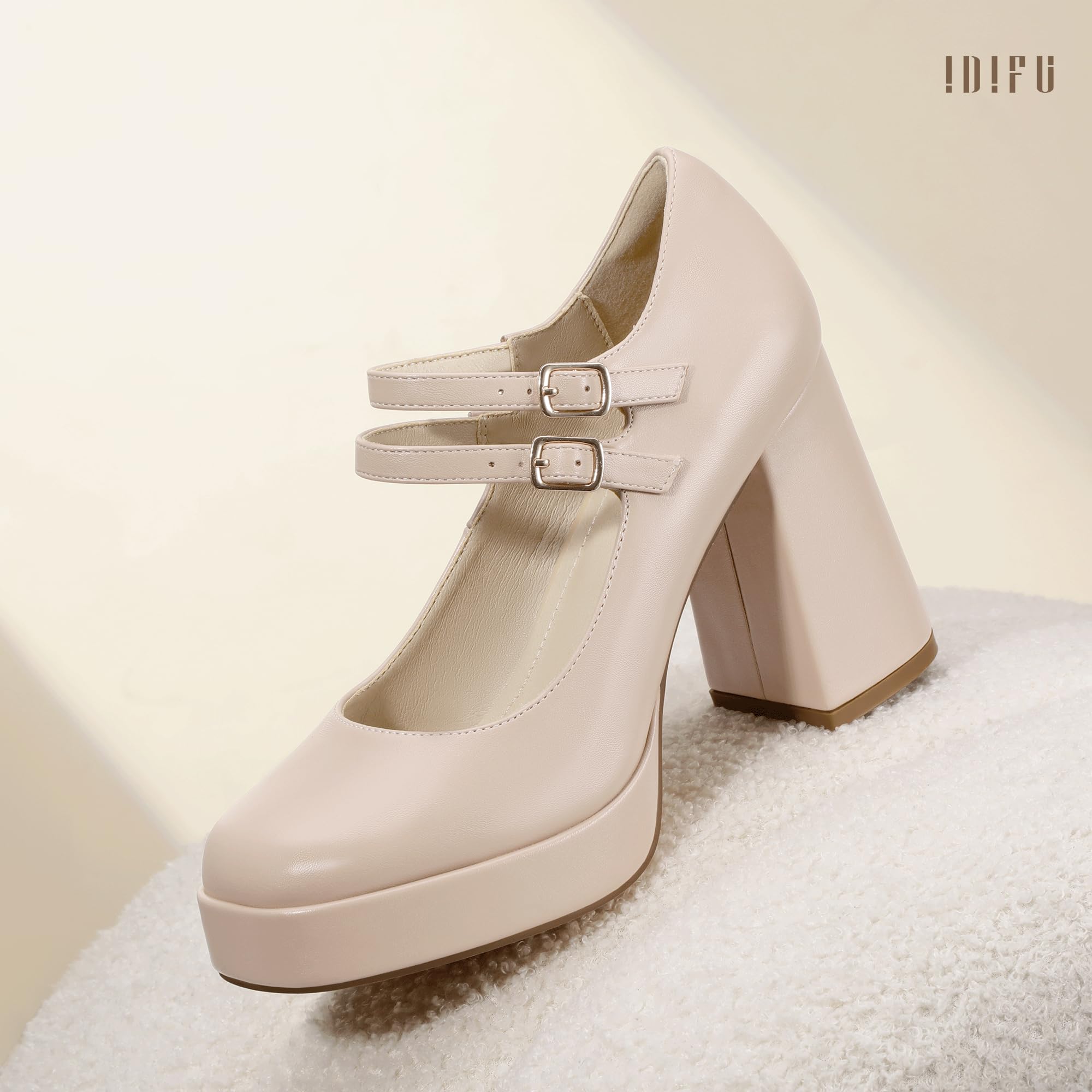 Foto 6 pulgar | Zapatos Idifu Mary Jane Platform Chunky Tacones Altos Para Mujer - Venta Internacional.