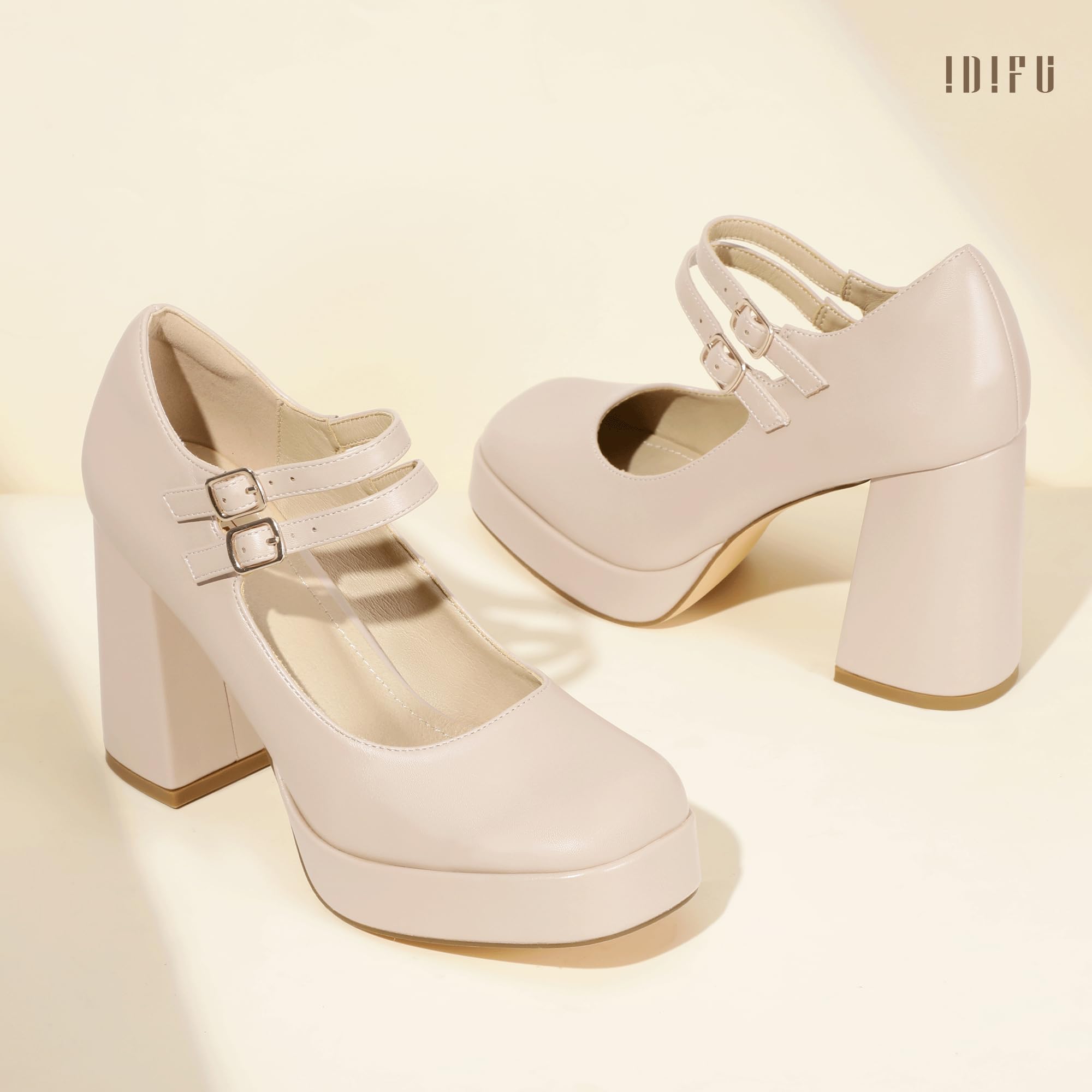 Foto 6 | Zapatos Idifu Mary Jane Platform Chunky Tacones Altos Para Mujer - Venta Internacional.