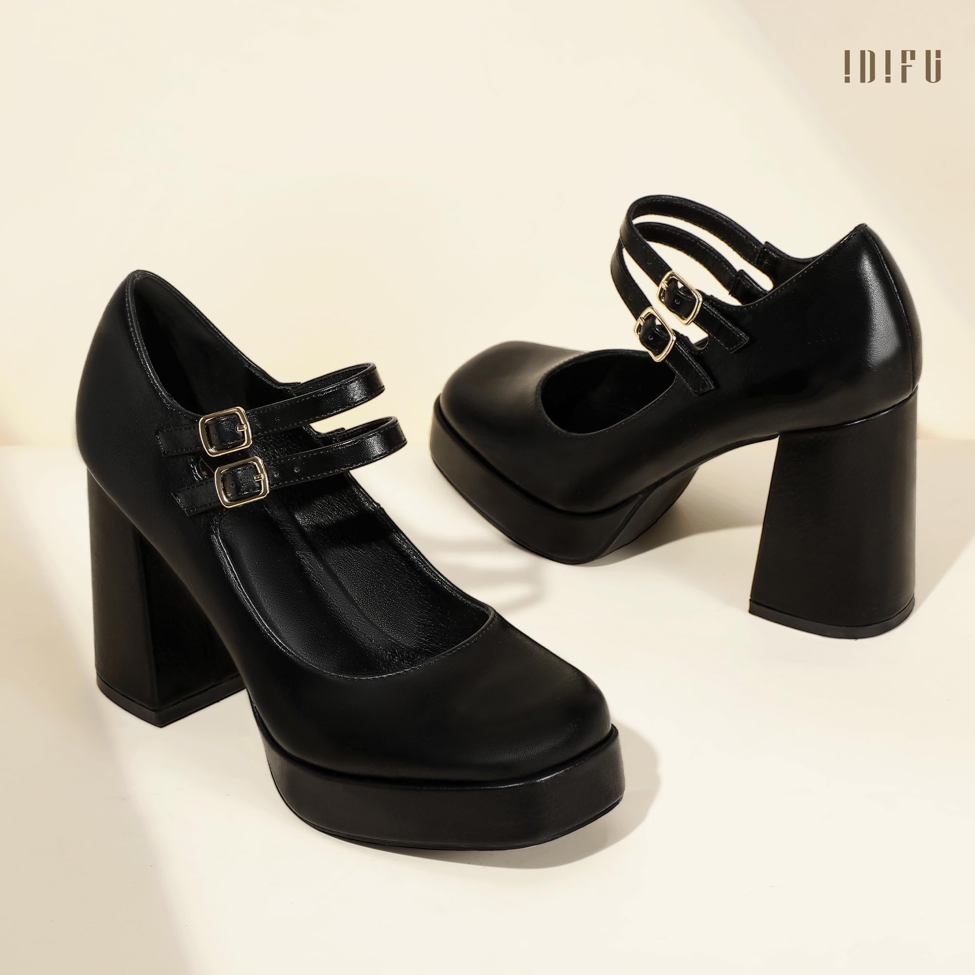 Foto 7 pulgar | Zapatos Idifu Mary Janes Platform Chunky Tacones Altos Para Mujer - Venta Internacional.