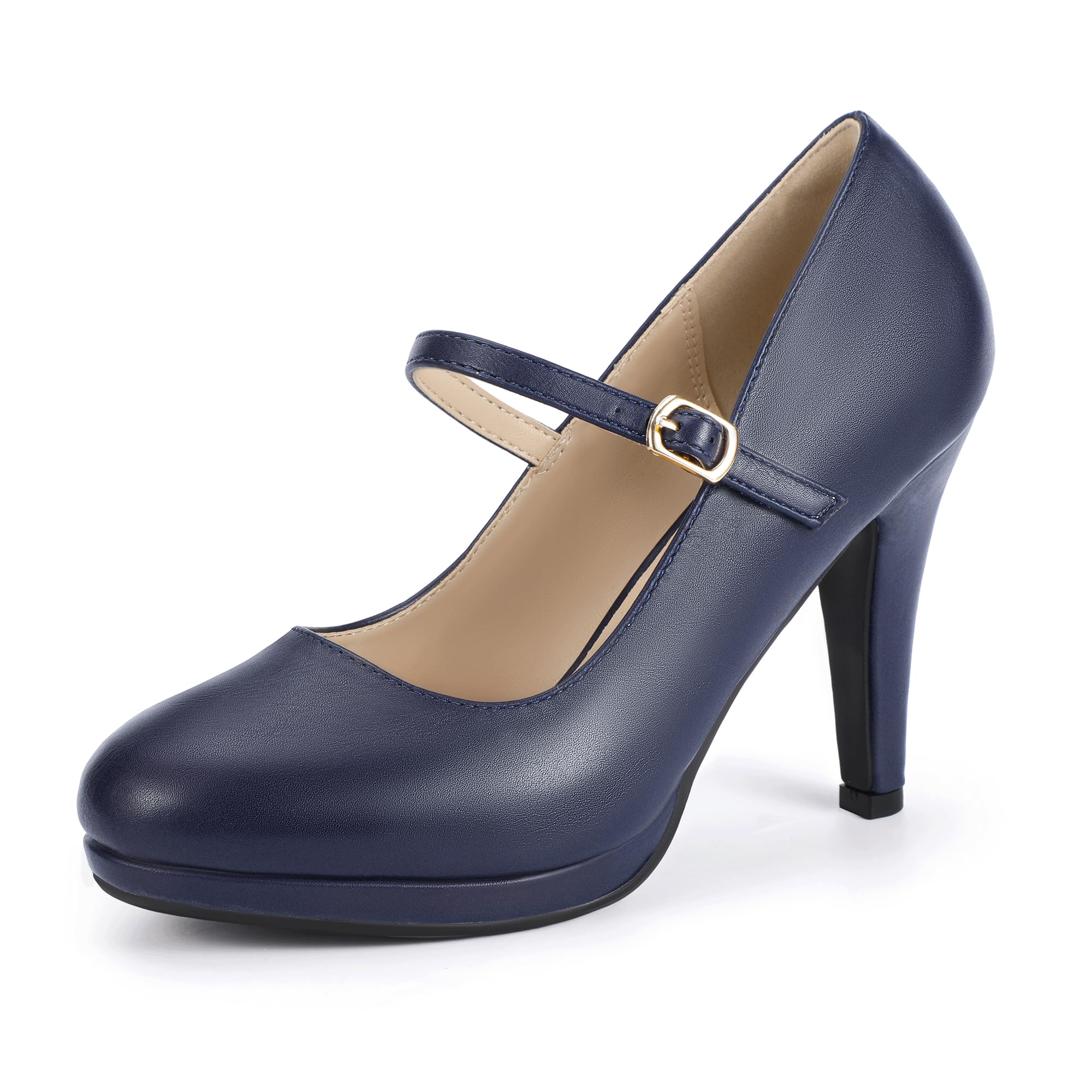 Foto 2 pulgar | Zapatos Idifu Azul Marino Mary Jane Tacones Para Mujer Talla 9 - Venta Internacional.