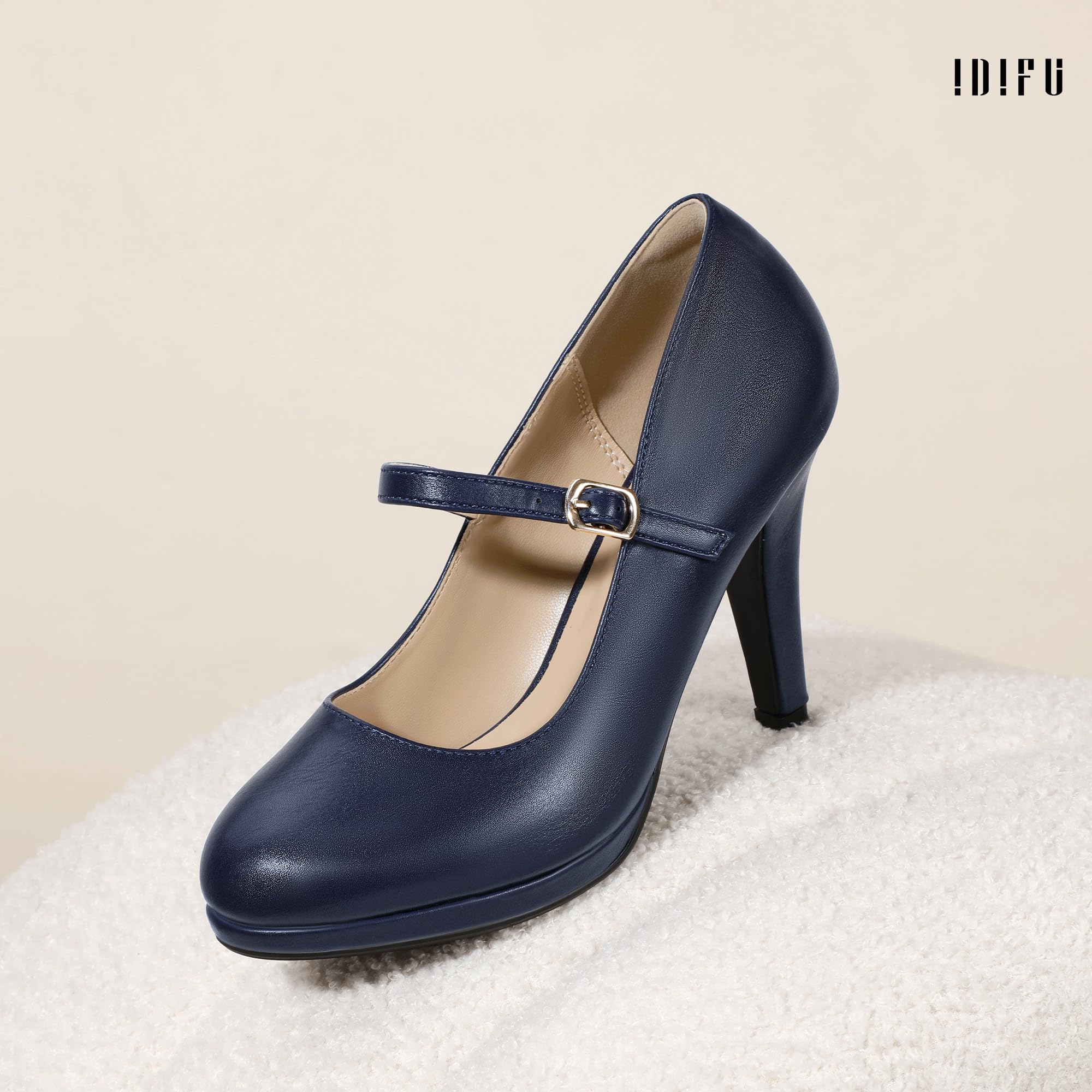 Foto 6 pulgar | Zapatos Idifu Azul Marino Mary Jane Tacones Para Mujer Talla 9 - Venta Internacional.