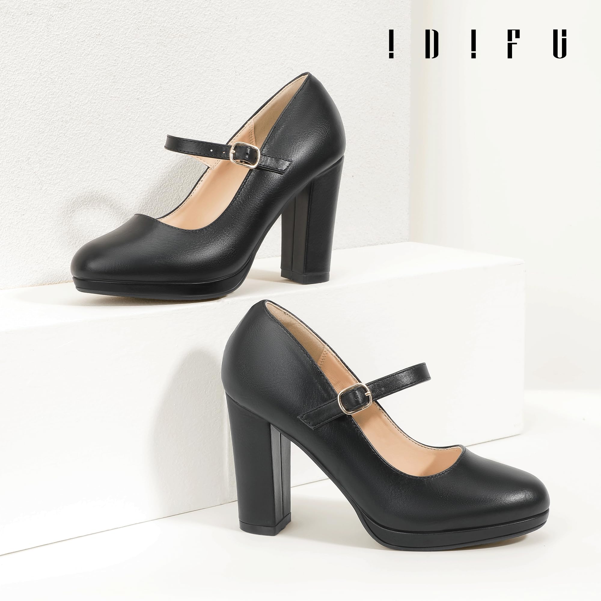 Foto 5 pulgar | Zapatos Idifu Mary Jane De Tacón Negro Para Mujer Talla 5.5 - Venta Internacional.