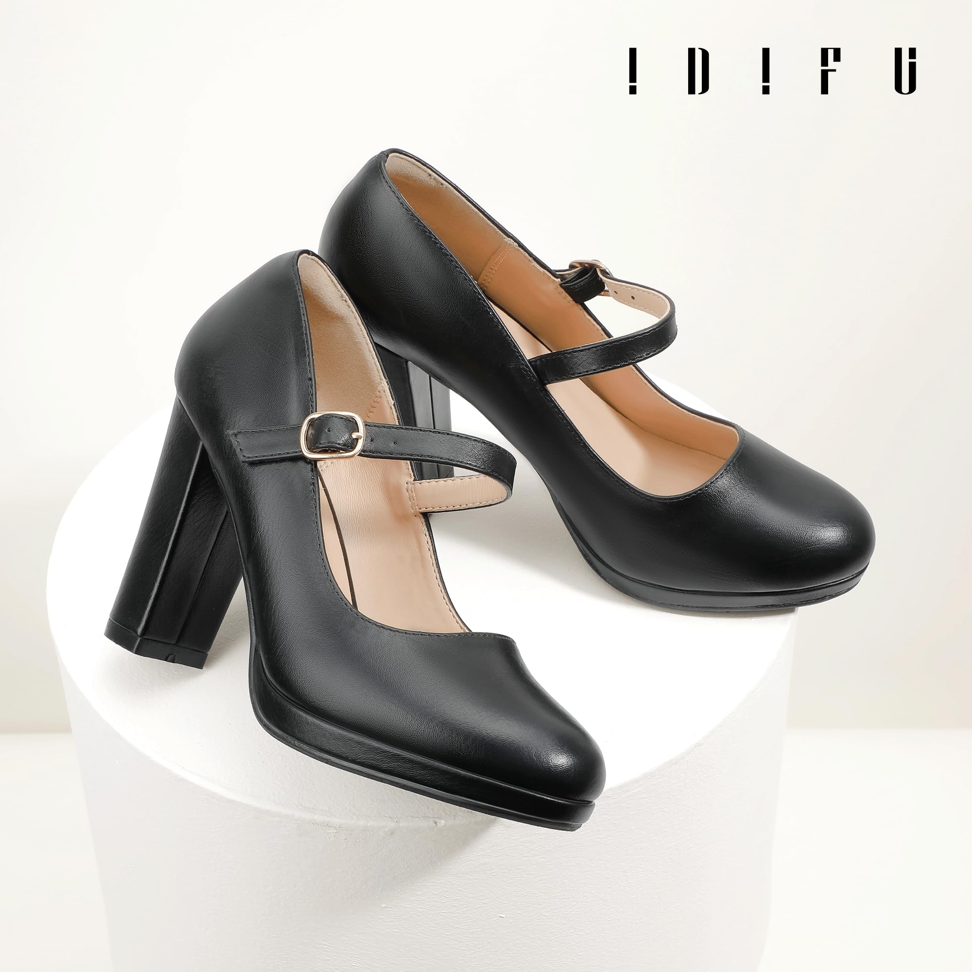 Foto 7 pulgar | Zapatos Idifu Mary Jane De Tacón Negro Para Mujer Talla 5.5 - Venta Internacional.