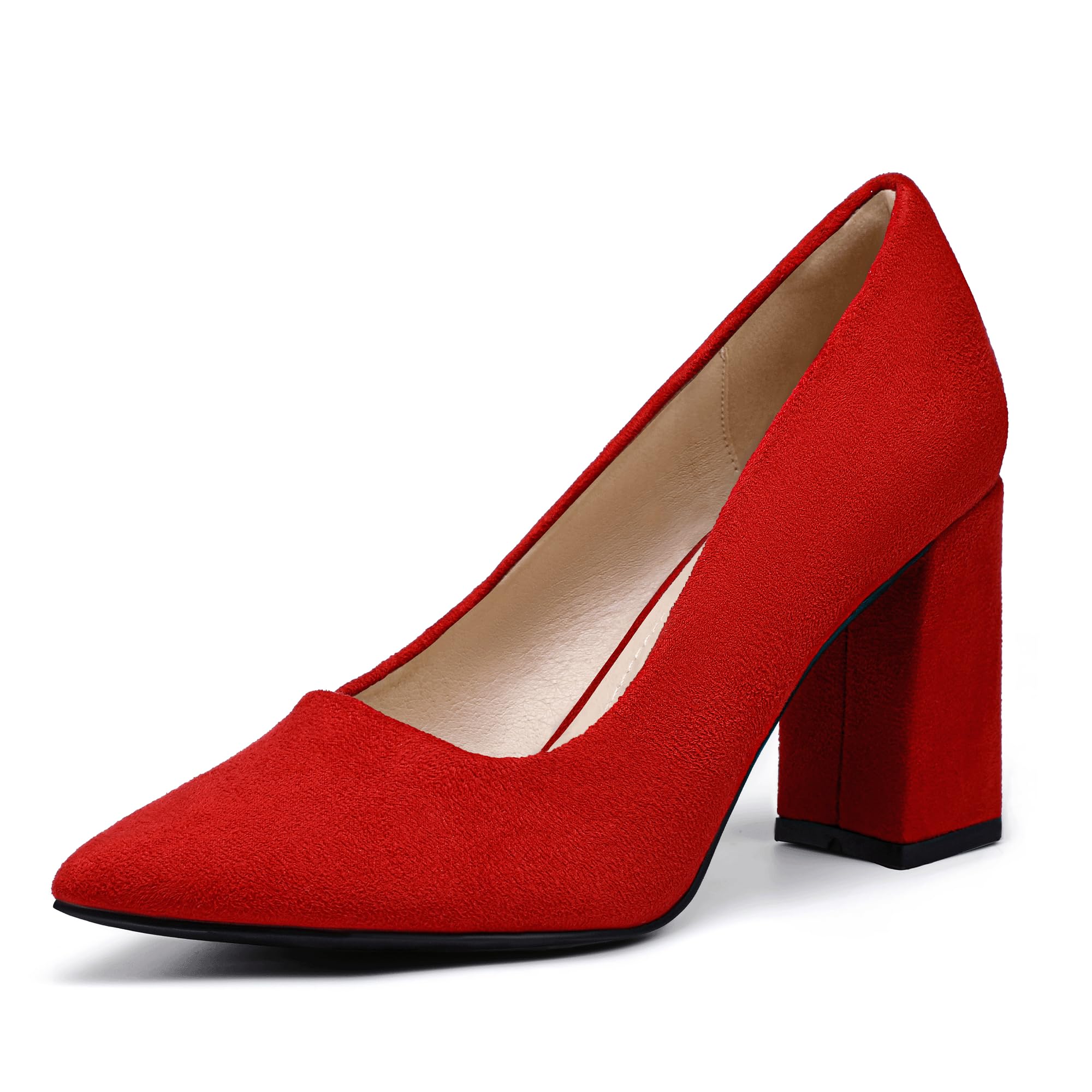 Foto 2 pulgar | Tacones Idifu In3 De Gamuza Roja Con Punta Cerrada Para Mujer 7.5us - Venta Internacional.