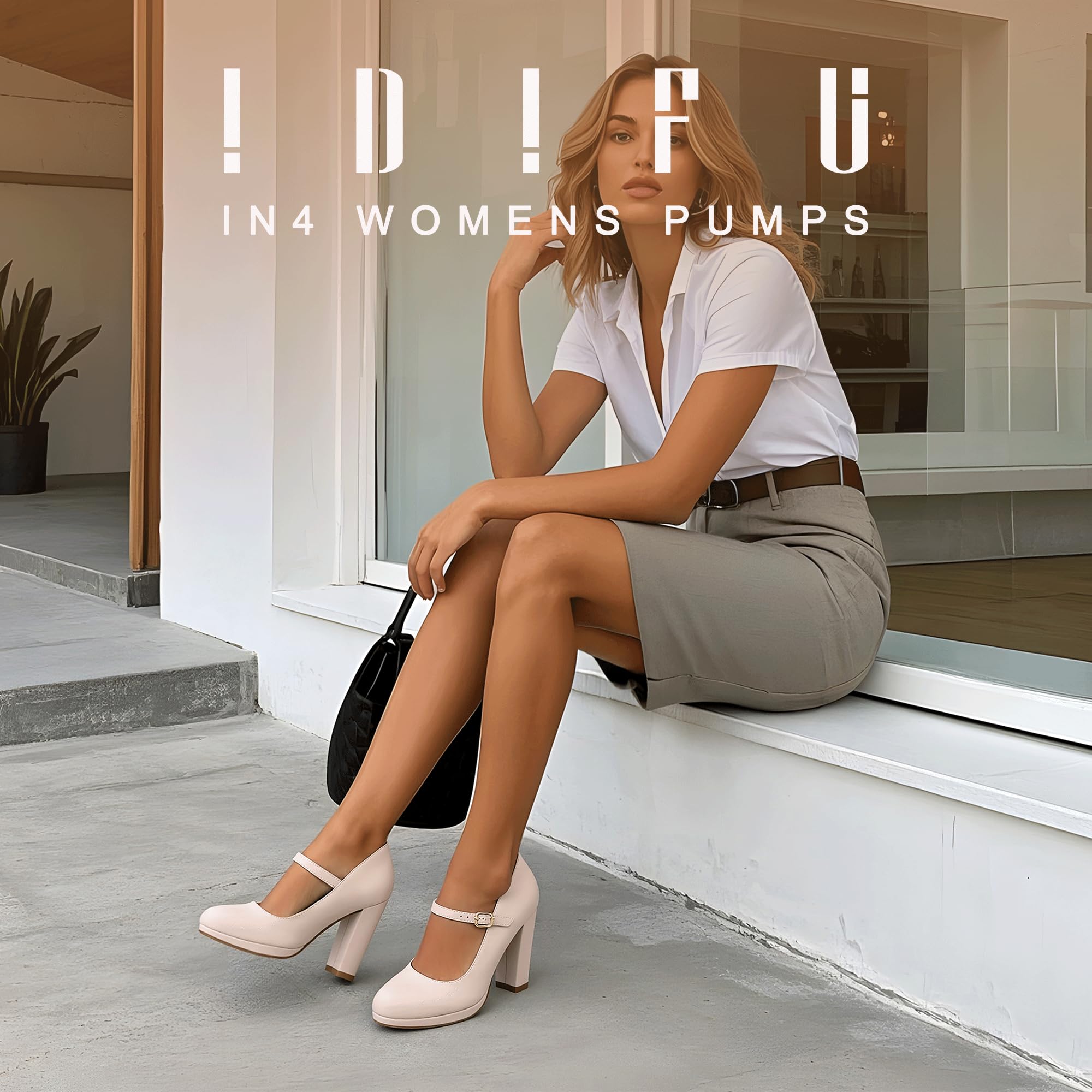 Foto 3 pulgar | Zapatos Idifu Nude Pumps Con Punta Cerrada Y Tacones Altos Para Mujer - Venta Internacional.