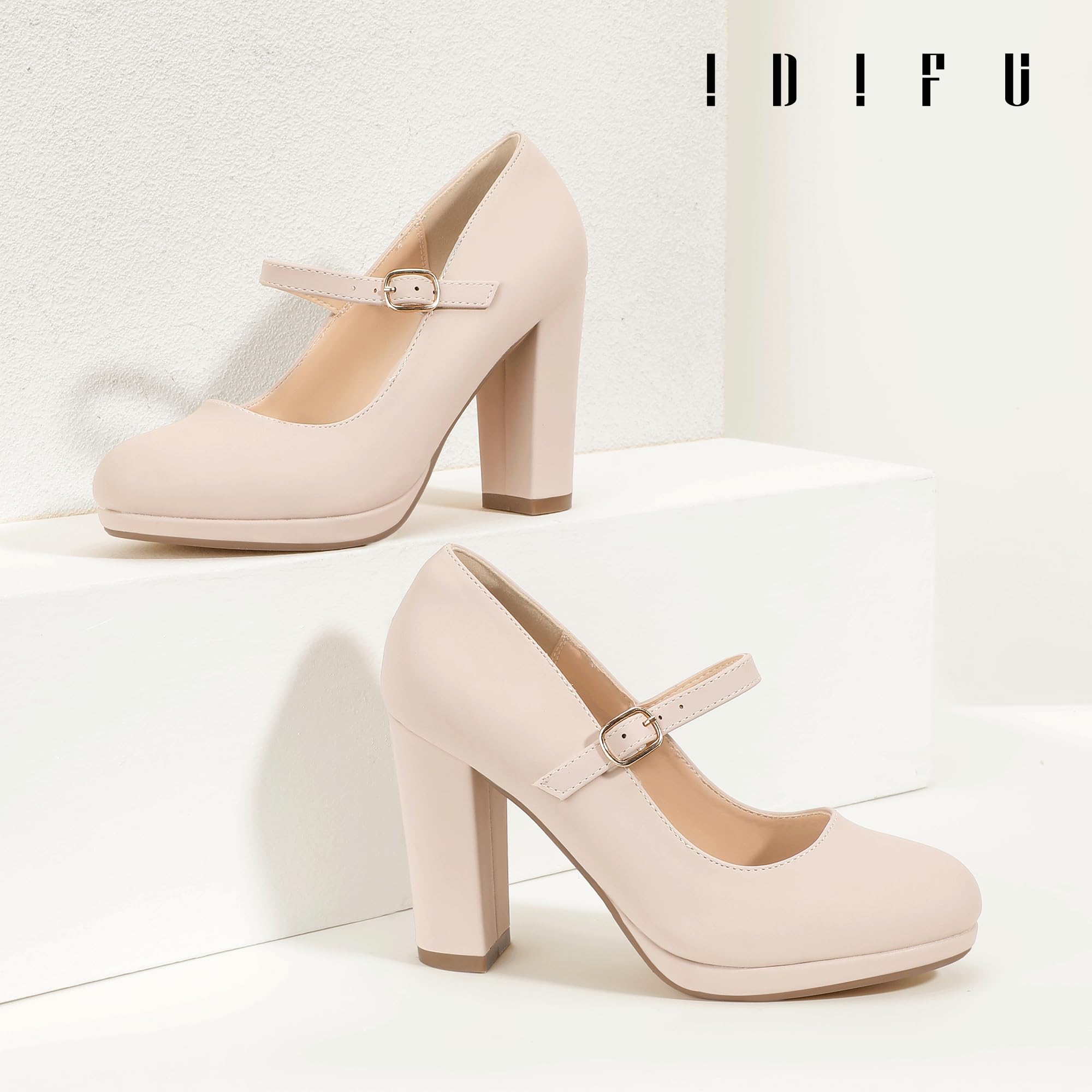 Foto 5 pulgar | Zapatos Idifu Nude Pumps Con Punta Cerrada Y Tacones Altos Para Mujer - Venta Internacional.
