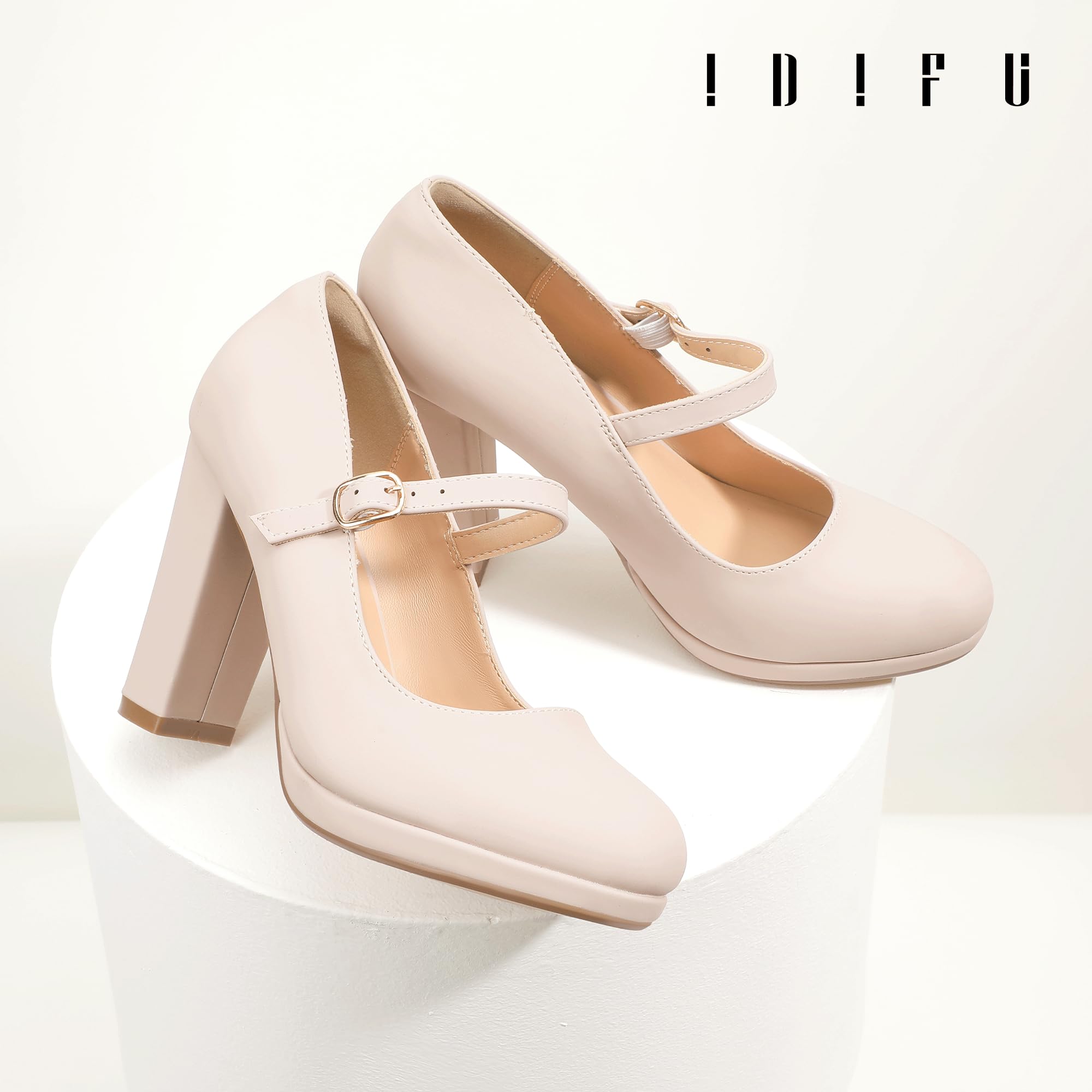 Foto 7 pulgar | Zapatos Idifu Nude Pumps Con Punta Cerrada Y Tacones Altos Para Mujer - Venta Internacional.