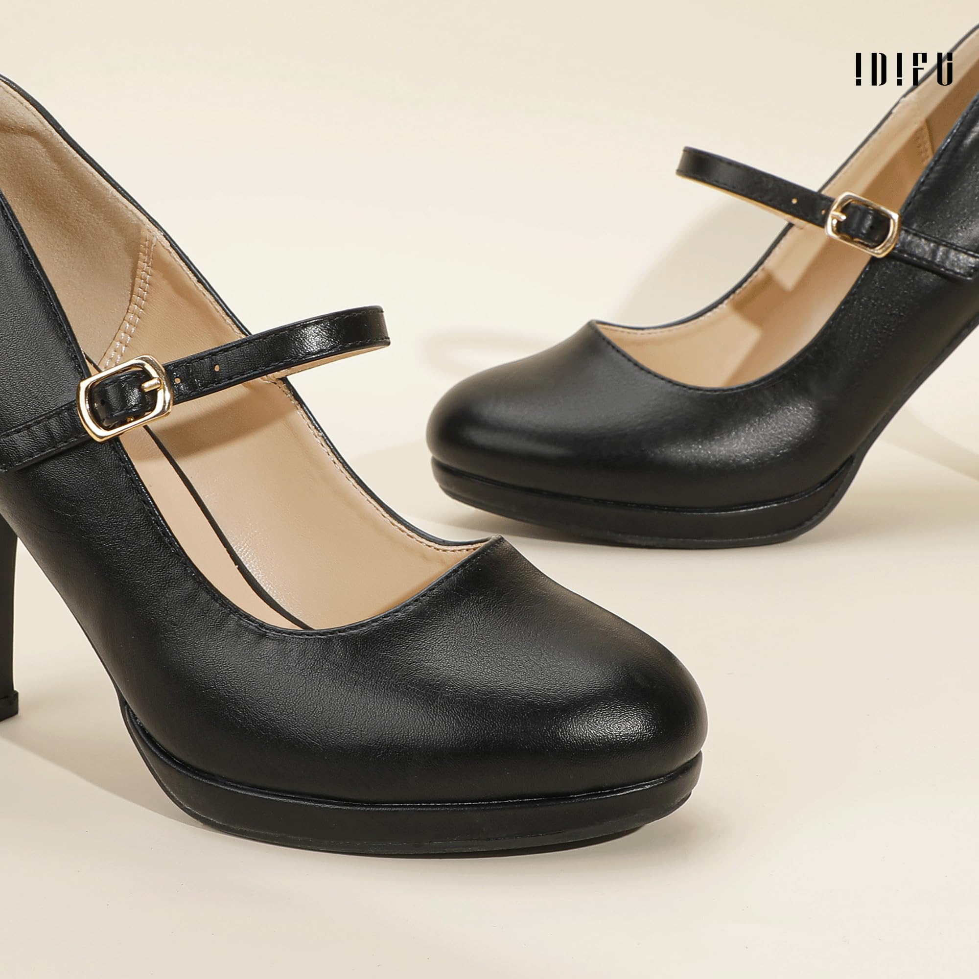 Foto 6 pulgar | Zapatos Idifu Negros Con Punta Cerrada Mary Jane Para Mujer, Negros - Venta Internacional.