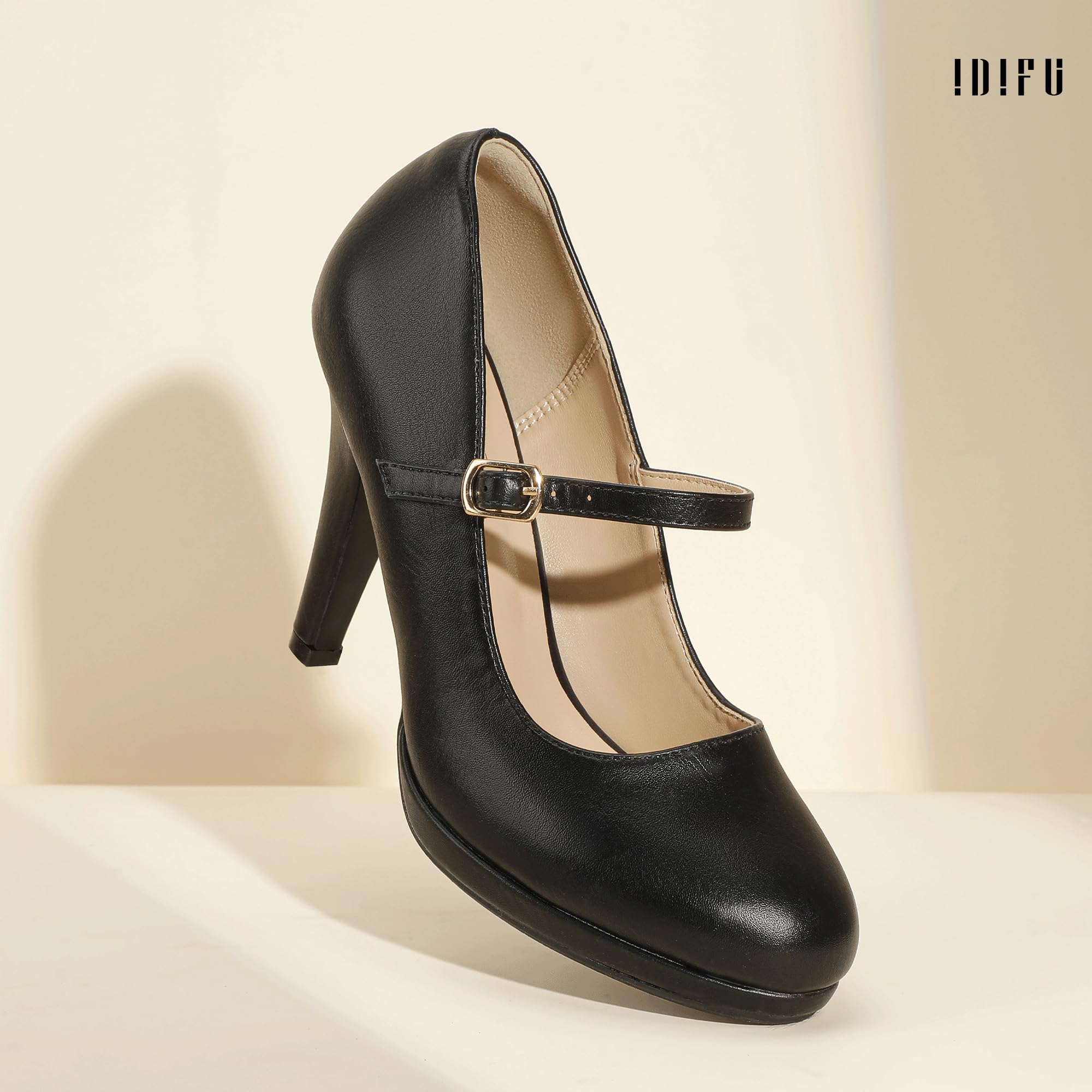 Foto 7 pulgar | Zapatos Idifu Negros Con Punta Cerrada Mary Jane Para Mujer, Negros - Venta Internacional.